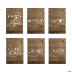 Rustic Wedding Table Signs - 6 Pc.