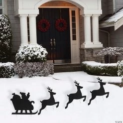 Santa & Reindeer Silhouette Yard Sign Set - 4 Pc.