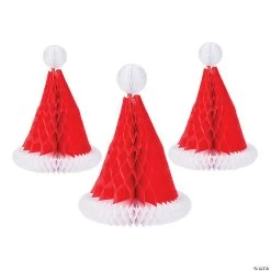 Santa Hat Honeycomb Centerpieces - 3 Pc.