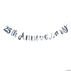 Silver 25th Anniversary Foil Script Banner