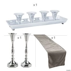 Silver Centerpiece Kit - 4 Pc. -Party Decorations Sales Shop silver centerpiece kit 4 pc 14110800 a01