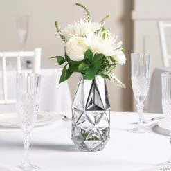 Silver Geometric Vase 5 Silver Geometric Vase -Party Decorations Sales Shop silver geometric vase13909410 a01