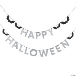 Silver Happy Halloween Pennant Banner - 2 Pc.