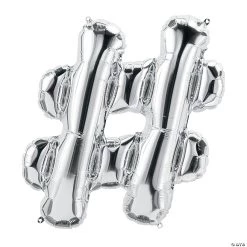 Silver Hashtag Symbol 34" Mylar Balloon