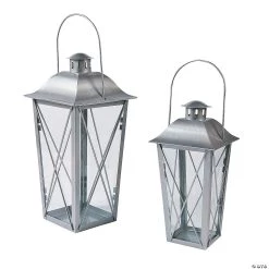Silver Metal Lanterns - 2 Pc.