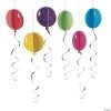 Slotted Balloons Hanging Swirl Decorations - 6 Pc.