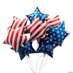 Star-Shaped Stars & Stripes 20" Mylar Balloons - 12 Pc.