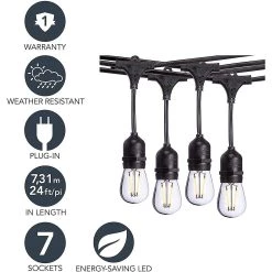 Sterno Home Vintage-Style Waterproof Outdoor LED String Lights For Backyard, Weddings, Patio, Porch, Black, 48 Feet 8 Sterno Home Vintage-Style Waterproof Outdoor LED String Lights For Backyard, Weddings, Patio, Porch, Black, 48 Feet -Party Decorations Sales Shop sterno home vintage style waterproof outdoor led string lights for backyard weddings patio porch black 48 feet14238650 a02NOWA