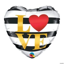 Striped Love Heart-Shaped 18" Mylar Balloon