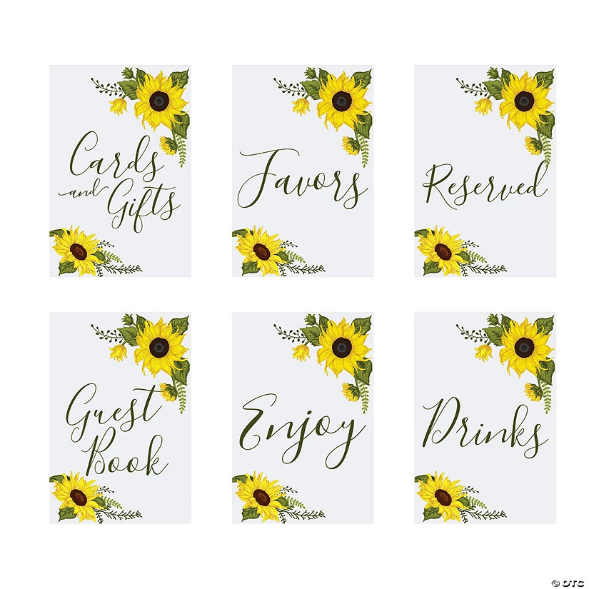 Sunflower Wedding Table Signs - 6 Pc. 3 Sunflower Wedding Table Signs - 6 Pc.