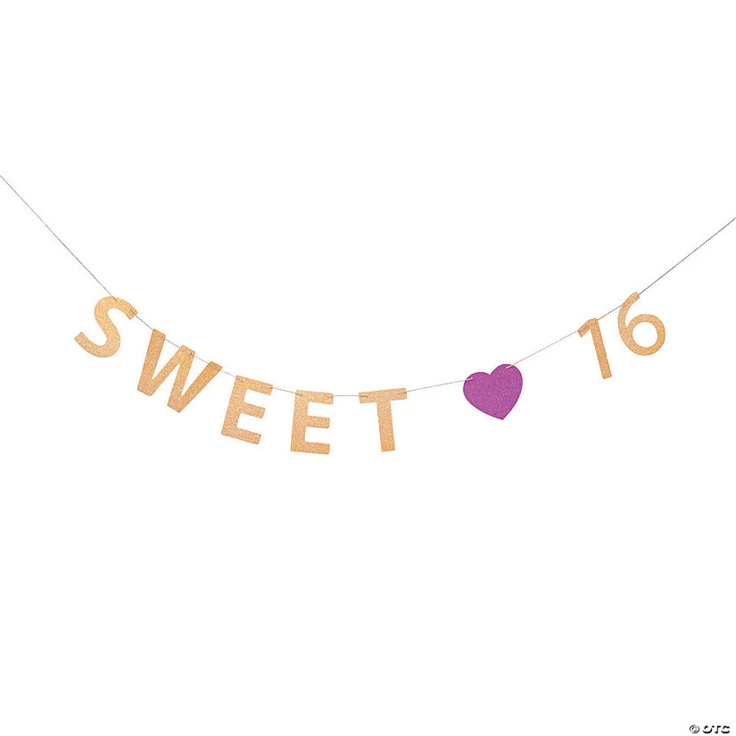 Sweet 16 Glitter Banner 3 Sweet 16 Glitter Banner