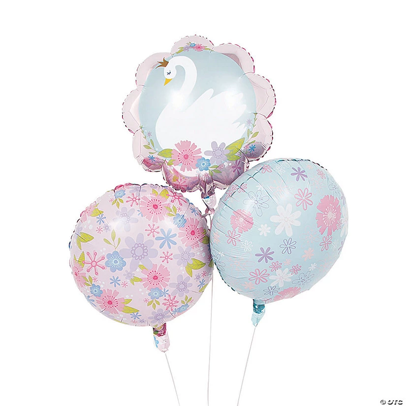 Sweet Swan 18" Mylar Balloon Set - 3 Pc. 3 Sweet Swan 18" Mylar Balloon Set - 3 Pc.