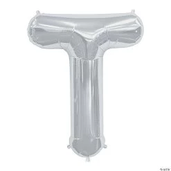 “T” Silver Letter 34" Mylar Balloon