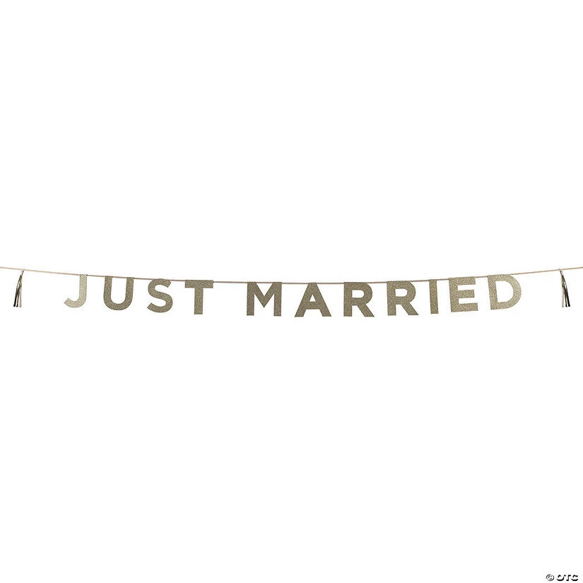 Talking Tables Just Married Glitter Pennant Banner 3 Talking Tables Just Married Glitter Pennant Banner