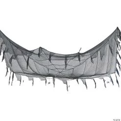 Tattered Ceiling Halloween Decoration with Dangling Spiders