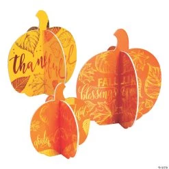 Thankful Pumpkin Metallic Tabletop Centerpieces - 3 Pc.