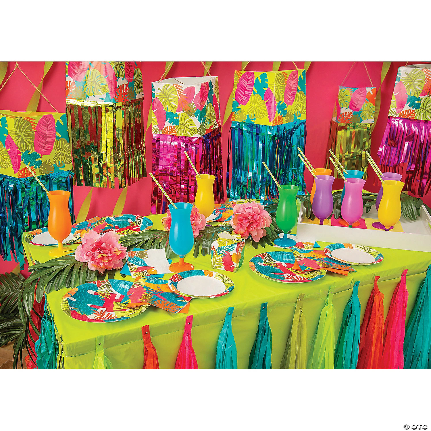 Tropical Leaf Hanging Décor with Fringe - 6 Pc. 4 Tropical Leaf Hanging Décor with Fringe - 6 Pc. - Image 2