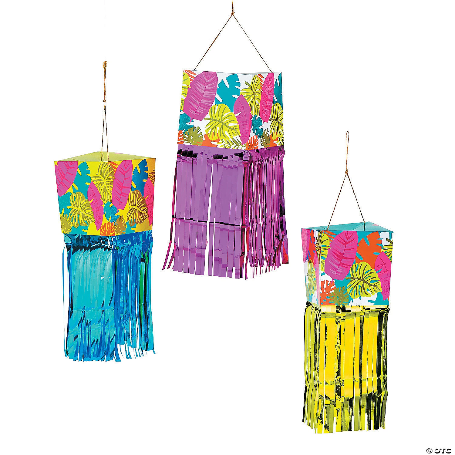 Tropical Leaf Hanging Décor with Fringe - 6 Pc. 3 Tropical Leaf Hanging Décor with Fringe - 6 Pc.