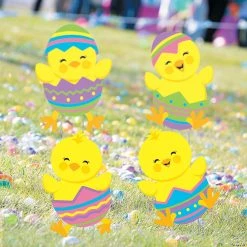 Tumbling Easter Chicks Yard Stakes - 4 Pc.