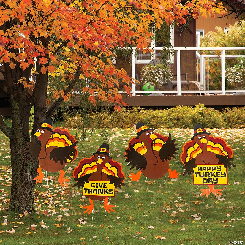 Tumbling Thanksgiving Turkeys Yard Sign Set - 4 Pc. 3 Tumbling Thanksgiving Turkeys Yard Sign Set - 4 Pc.