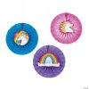 Unicorn Hanging Fans with Icons - 12 Pc. -Party Decorations Sales Shop unicorn hanging fans with icons 12 pc 13755424
