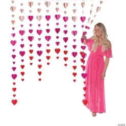 Valentine Hanging Hearts Curtain Backdrop