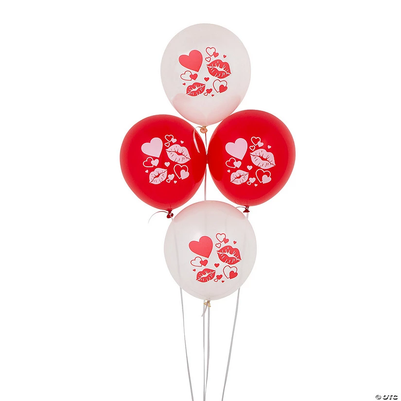 Valentine Heart & Lips Print 11" Latex Balloons - 24 Pc. 3 Valentine Heart & Lips Print 11" Latex Balloons - 24 Pc.