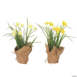 Vickerman 10" Artificial Yellow Daffodil in Burlap Pot