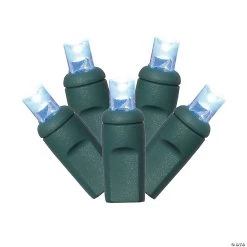 Vickerman 100 Lights LED Teal with Green Wire Wide Angle Set - 6"x50' Long Christmas Light Set