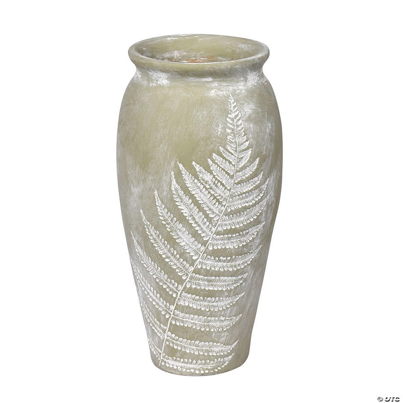 Vickerman 11" Laurel Green Vase White Fern Pattern 3 Vickerman 11" Laurel Green Vase White Fern Pattern