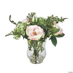 Vickerman 11" Pink Rose In Glass Vase