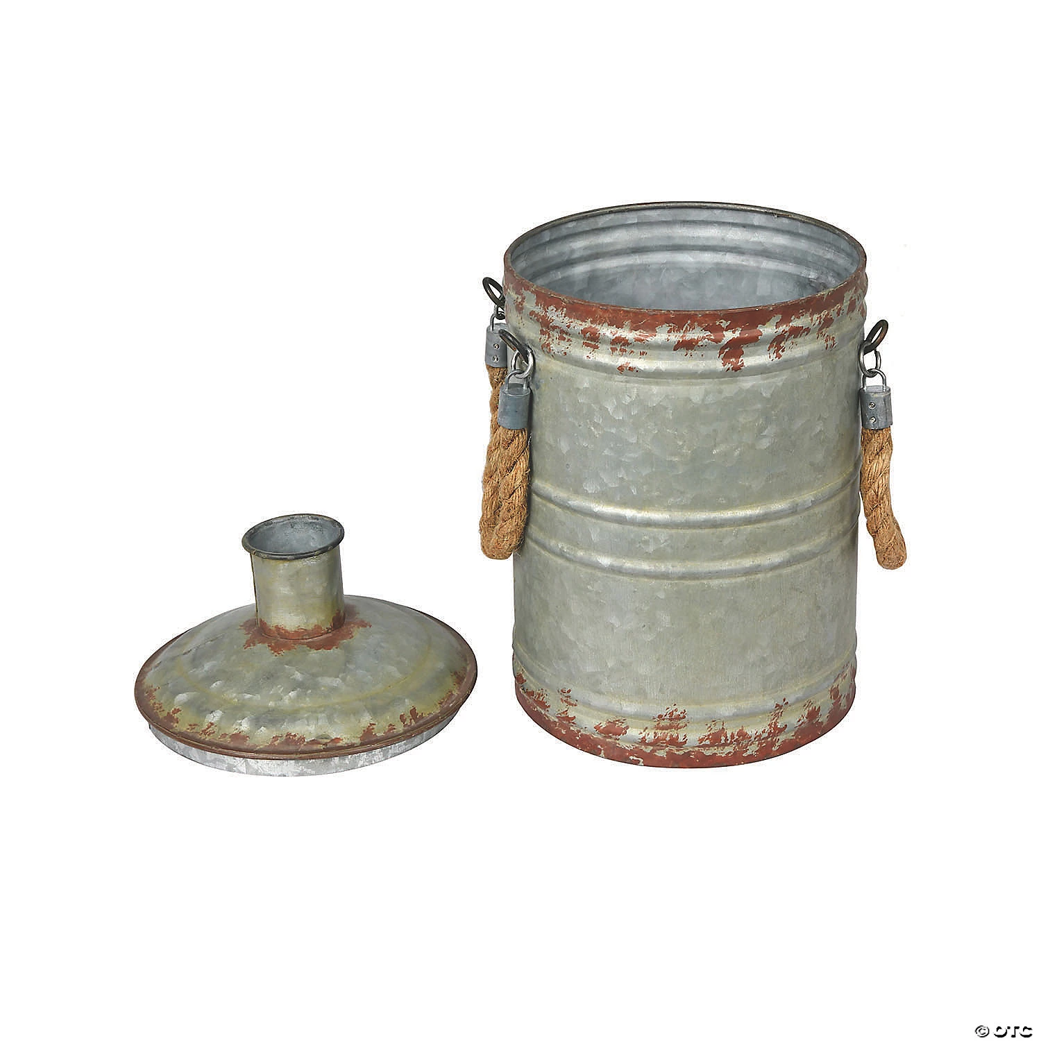 Vickerman 13.5" Rustic Metal Container with Handles 4 Vickerman 13.5" Rustic Metal Container with Handles - Image 2