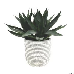Vickerman 14" Artificial Green Succulent in Concrete Gray Pot