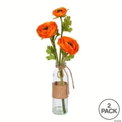 Vickerman 15" Artificial Orange Camellia in Glass, Pack of 2 -Party Decorations Sales Shop vickerman 15 artificial orange camellia in glass pack of 214176568 a02