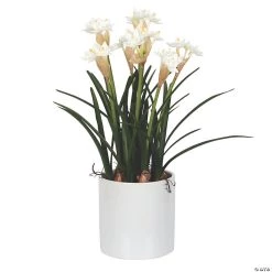 Vickerman 16.5" Artificial White Daffodil in Ceramic Pot