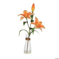 Vickerman 16.5" Orange Lily Floral Arrangement