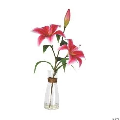 Vickerman 16.5" Pink Lily Floral Arrangement
