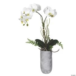 Vickerman 17" Potted White Butterfly Orchid