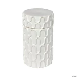 Vickerman 18.5" White Ceramic Container with Lid