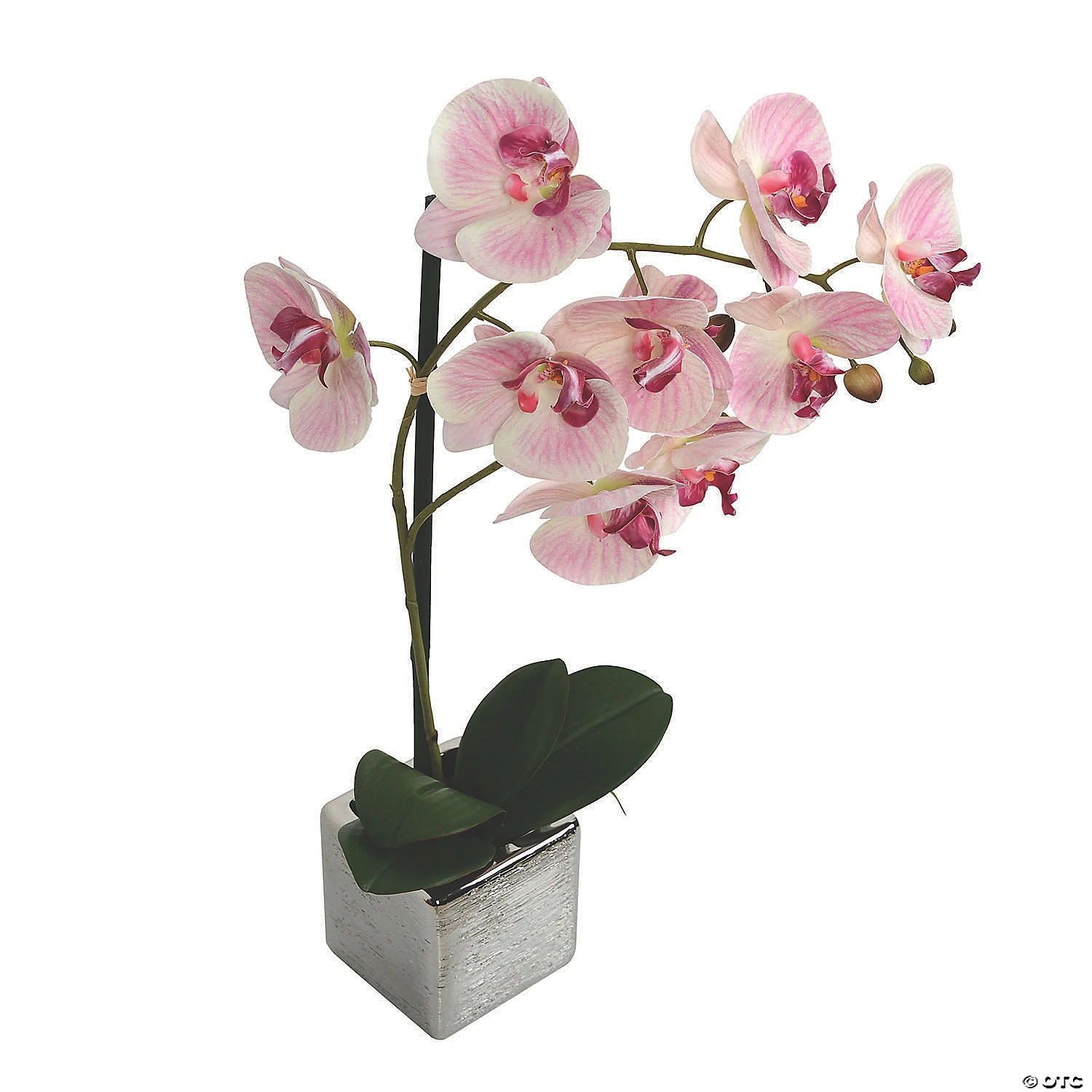 Vickerman 18" Artificial Pink Phalaenopsis In Metal Pot Real Touch Petals 4 Vickerman 18" Artificial Pink Phalaenopsis In Metal Pot Real Touch Petals - Image 2