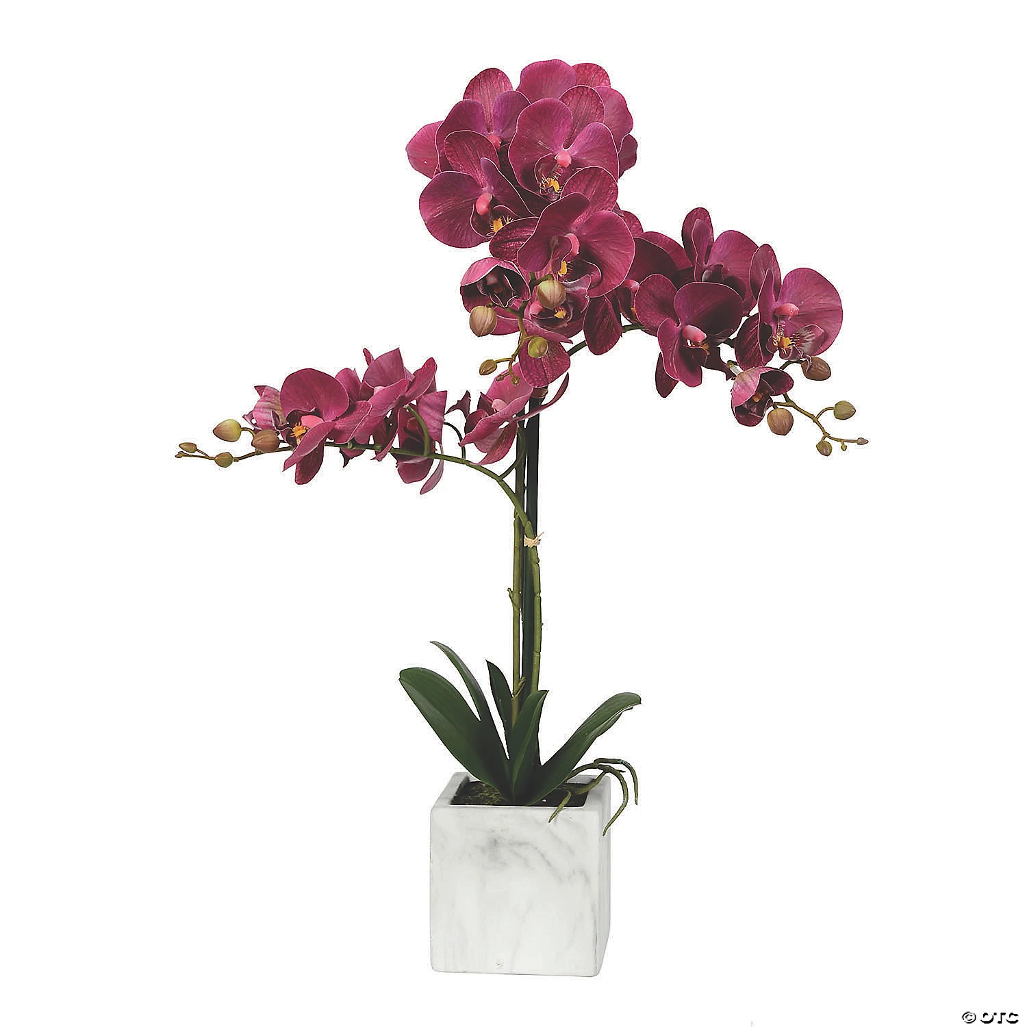 Vickerman 18" Artificial Plum Phalaenopsis In Metal Pot, Real Touch Petals 4 Vickerman 18" Artificial Plum Phalaenopsis In Metal Pot, Real Touch Petals - Image 2
