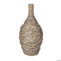 Vickerman 18" Glass Bottle in Woven Wicker