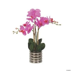 Vickerman 19.5" Artificial Purple Phalaenopsis Metal Pot, Real Touch Petals