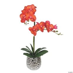 Vickerman 20.5" Potted Real Touch Orange Phalaenopsis Spray