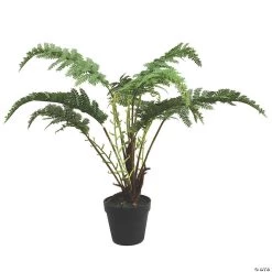 Vickerman 20" Artificial Green Fern in Round Black Pot