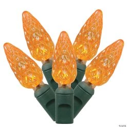 Vickerman 200 Christmas Lights LED Orange with Green Wire Set - 6" Spacing, 100' Long