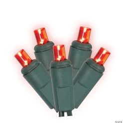 Vickerman 200 Christmas Lights LED Red with Green Wire Wide Angle Set - 6" Spacing, 100' Long