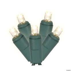 Vickerman 200 Christmas Lights LED Warm White with Green Wire Wide Angle Set - 6" Spacing, 100' Long