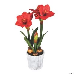 Vickerman 22" Red Amaryllis Potted Floral Arrangement
