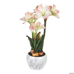 Vickerman 25" Pink Amaryllis Potted Floral Arrangement